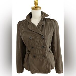 Ann Taylor Loft Women's Army Green Double-Breasted Utility Jacket